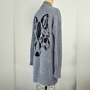 Banana Republic Wilderness Chic Wolf Intarsia Longline Cardigan Small